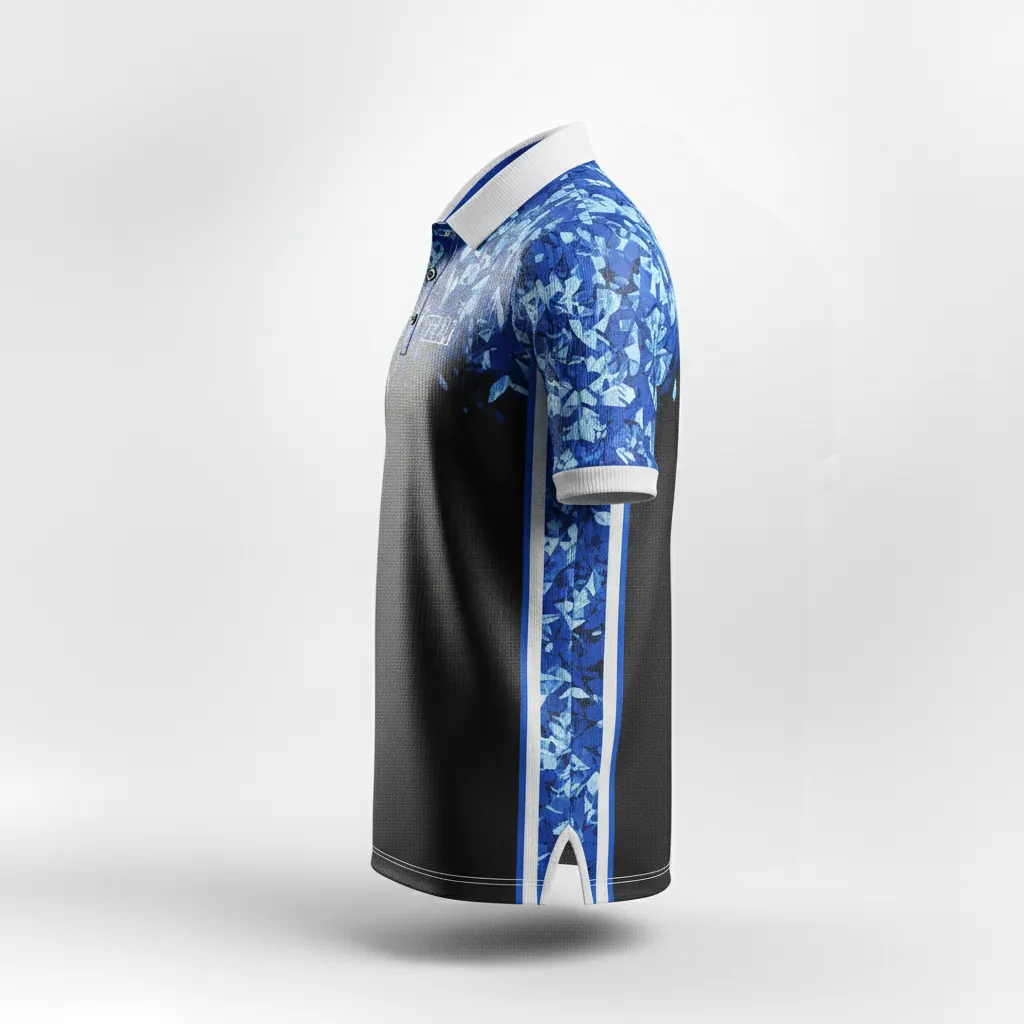 Custom Esports Polo Shirt - Blue, White - Polo All Blacks Royal - Side View - HAMCO Sports Inc.