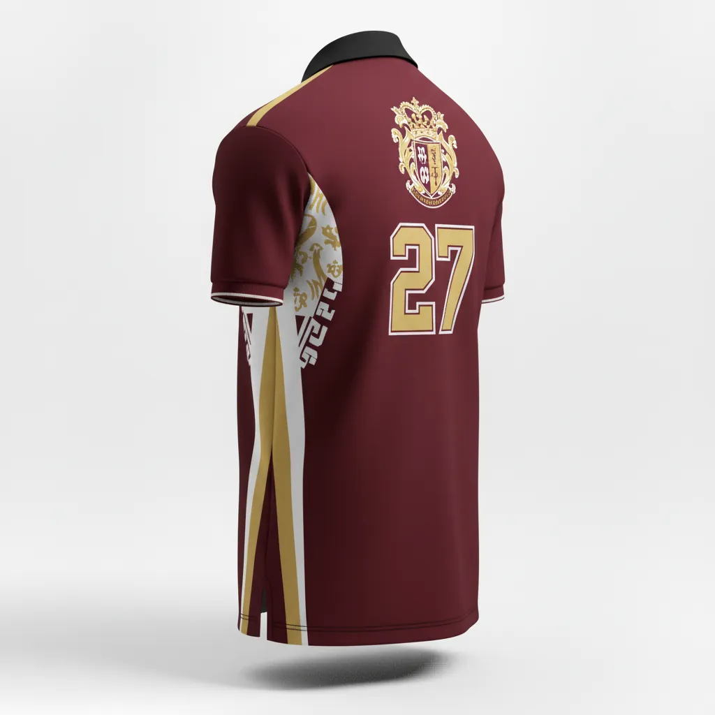 Custom Esports Polo Shirt - Gold, White - Polo All Blacks Vegas - Back View - HAMCO Sports Inc.