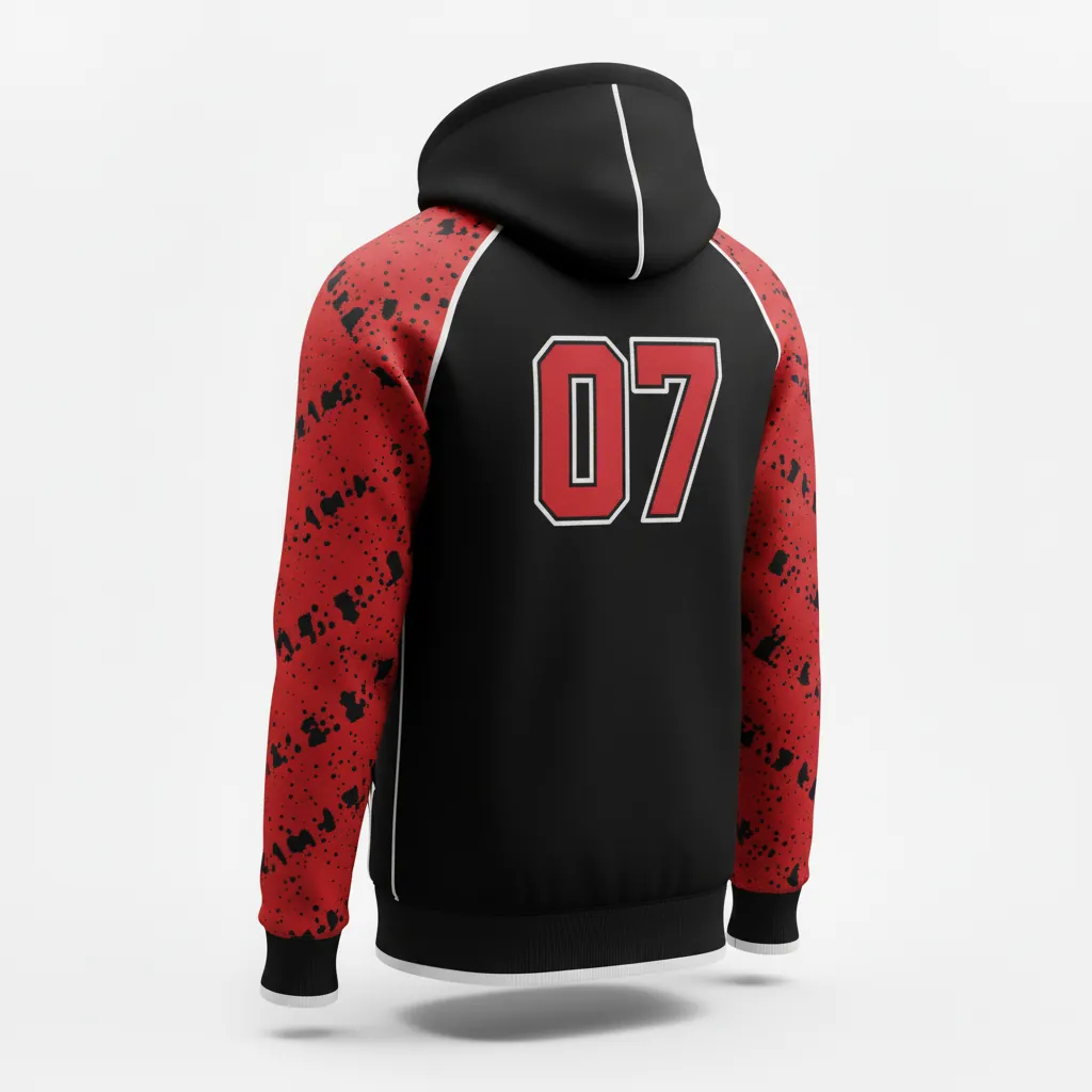 Custom Esports Pullover Hoodie - Red, White - Pullover Hoodie All Blacks Athletic - Back View - HAMCO Sports Inc.