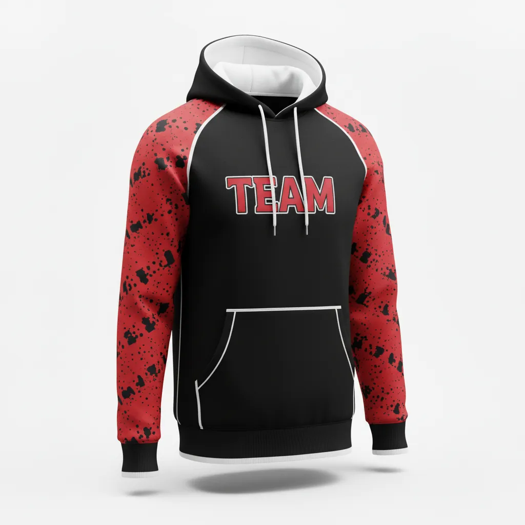 Custom Esports Pullover Hoodie - Red, White - Pullover Hoodie All Blacks Athletic - Front View - HAMCO Sports Inc.