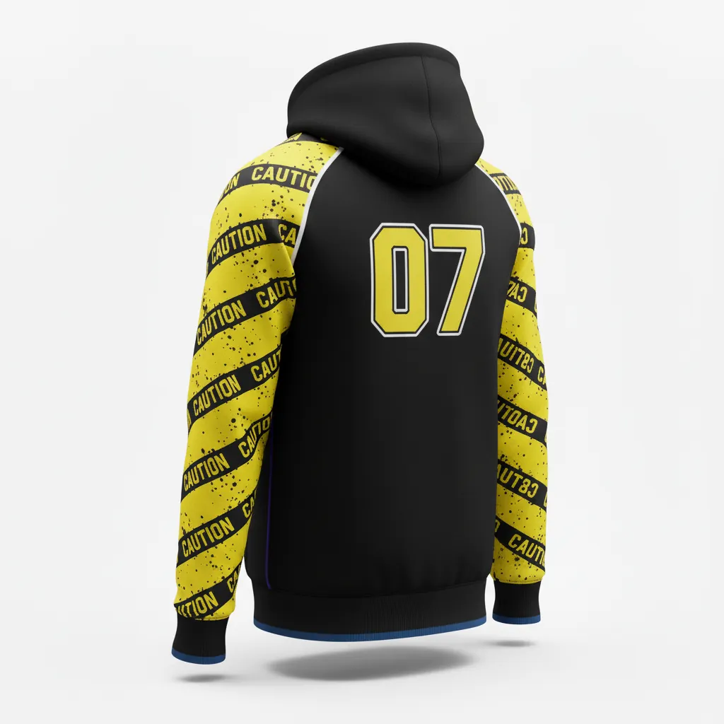 Custom Esports Pullover Hoodie - Yellow, White - Pullover Hoodie All Blacks Electric - Back View - HAMCO Sports Inc.