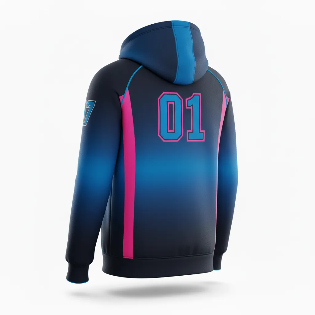Custom Esports Pullover Hoodie - Blue - Pullover Hoodie All Blacks Hot Pink Electric - Back View - HAMCO Sports Inc.