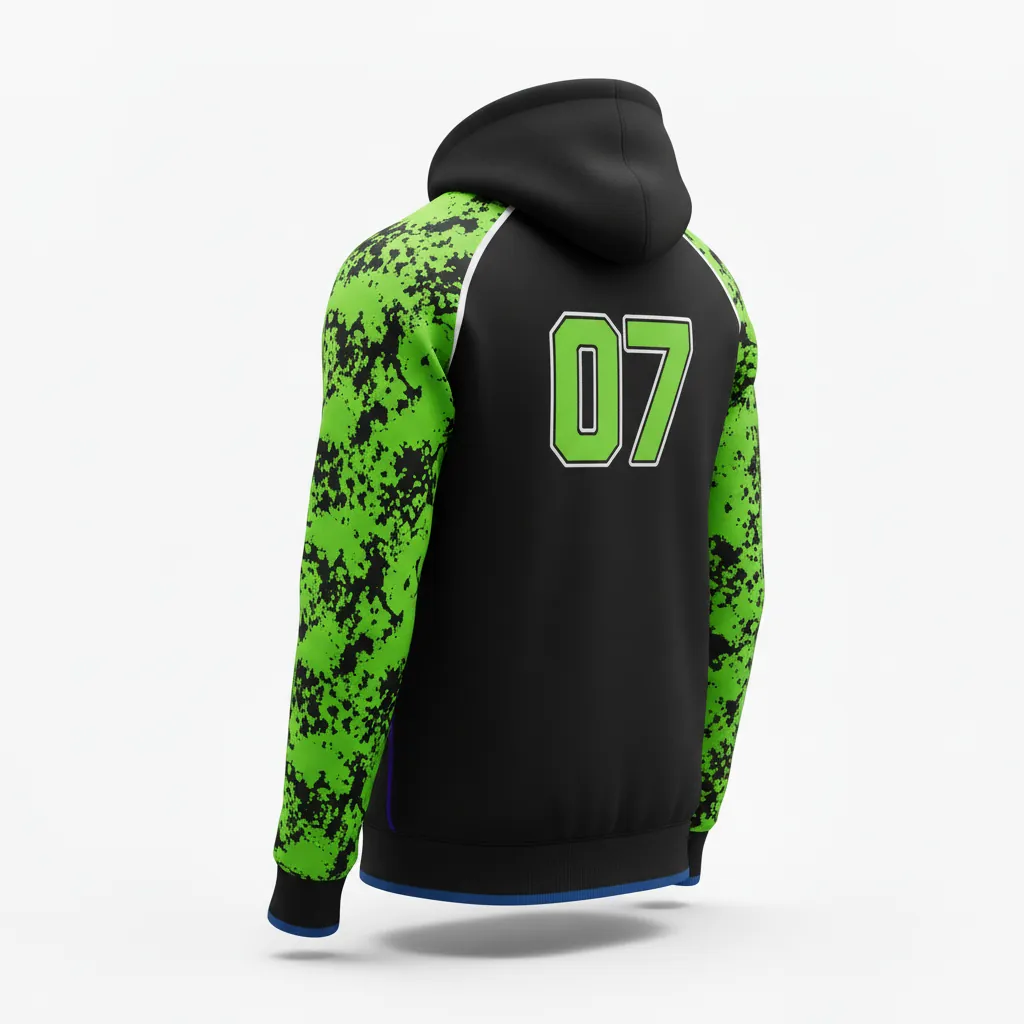 Custom Esports Pullover Hoodie - Green, White - Pullover Hoodie All Blacks Neon - Back View - HAMCO Sports Inc.