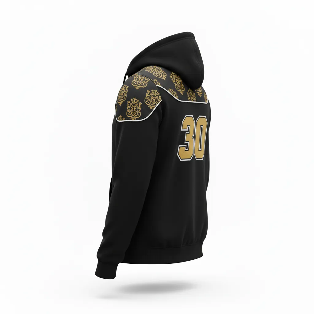 Custom Esports Pullover Hoodie - Gold, White - Pullover Hoodie All Blacks Vegas - Back View - HAMCO Sports Inc.