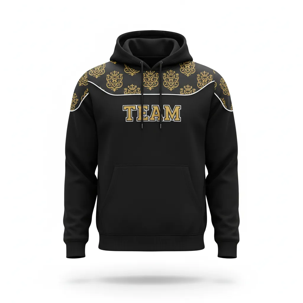 Custom Esports Pullover Hoodie - Gold, White - Pullover Hoodie All Blacks Vegas - Front View - HAMCO Sports Inc.