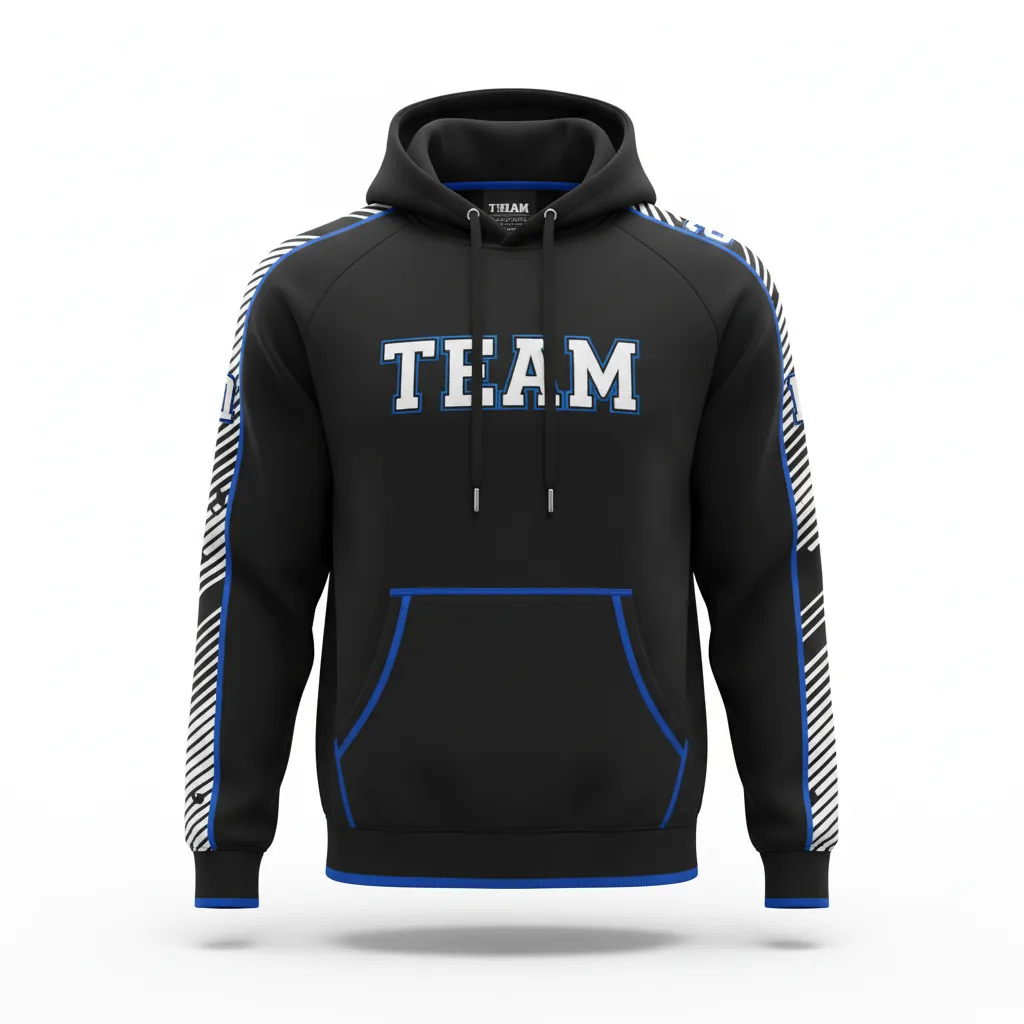 Custom Esports Pullover Hoodie - White, Blue - Pullover Hoodie All Blacks Electric - Front View - HAMCO Sports Inc.