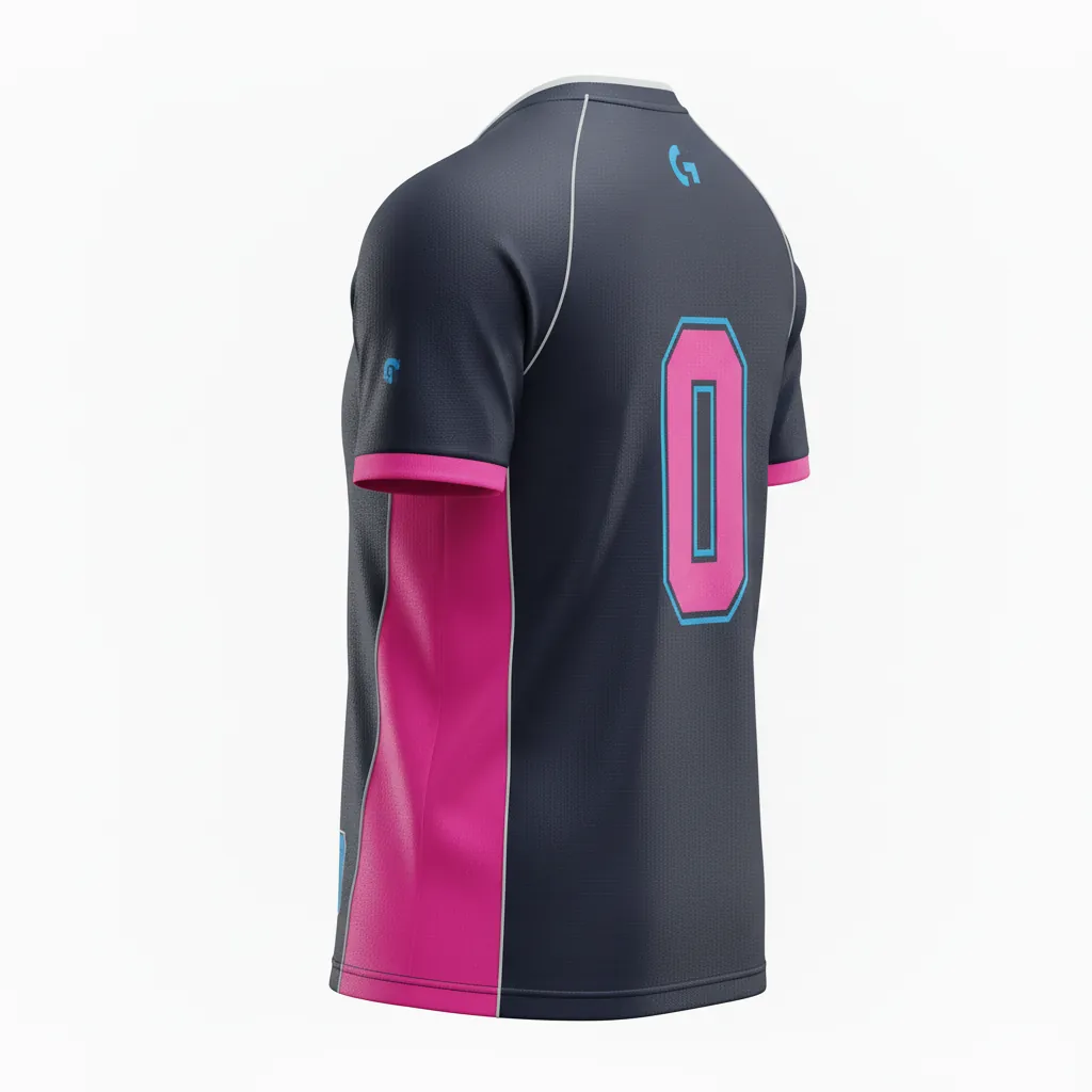 Custom Esports Short Sleeve Esports Jersey - Blue - Ss Jersey All Blacks Hot Pink Electric - Back View - HAMCO Sports Inc.