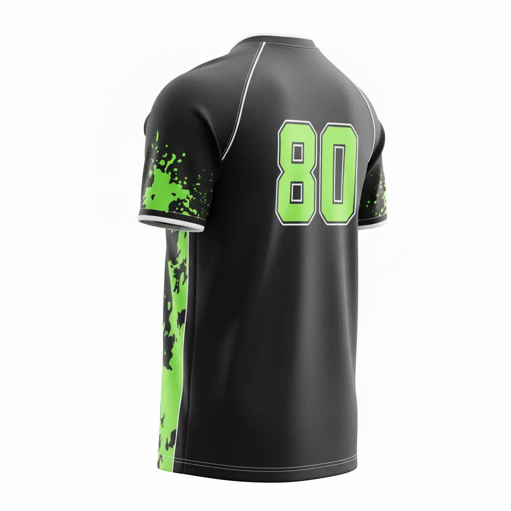 Custom Esports Short Sleeve Esports Jersey - Green, White - Ss Jersey All Blacks Neon - Back View - HAMCO Sports Inc.