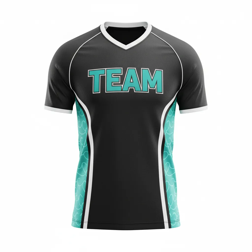 Custom Esports Short Sleeve Esports Jersey - White - Ss Jersey All Blacks Teal - Front View - HAMCO Sports Inc.