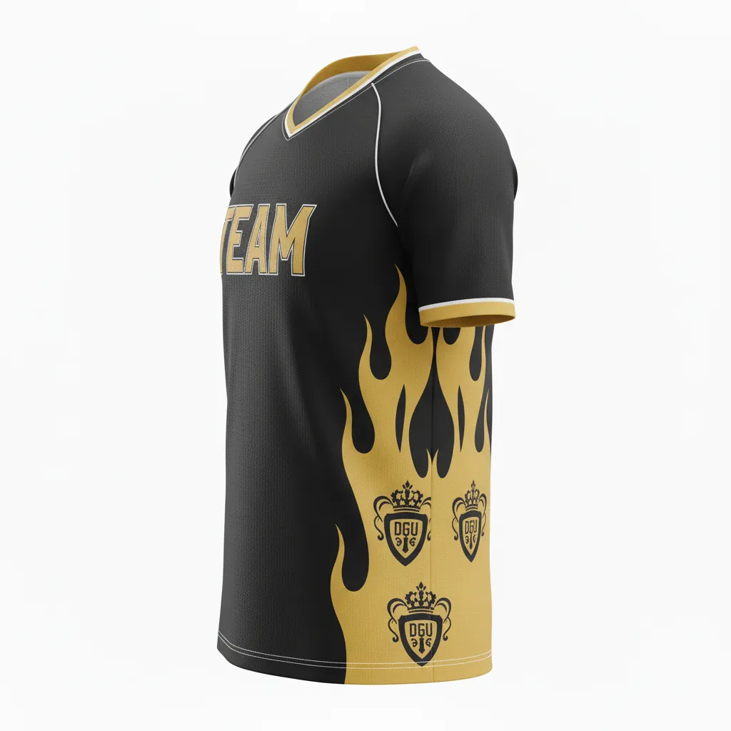 Custom Esports Short Sleeve Esports Jersey - Gold, White - Ss Jersey All Blacks Vegas - Side View - HAMCO Sports Inc.