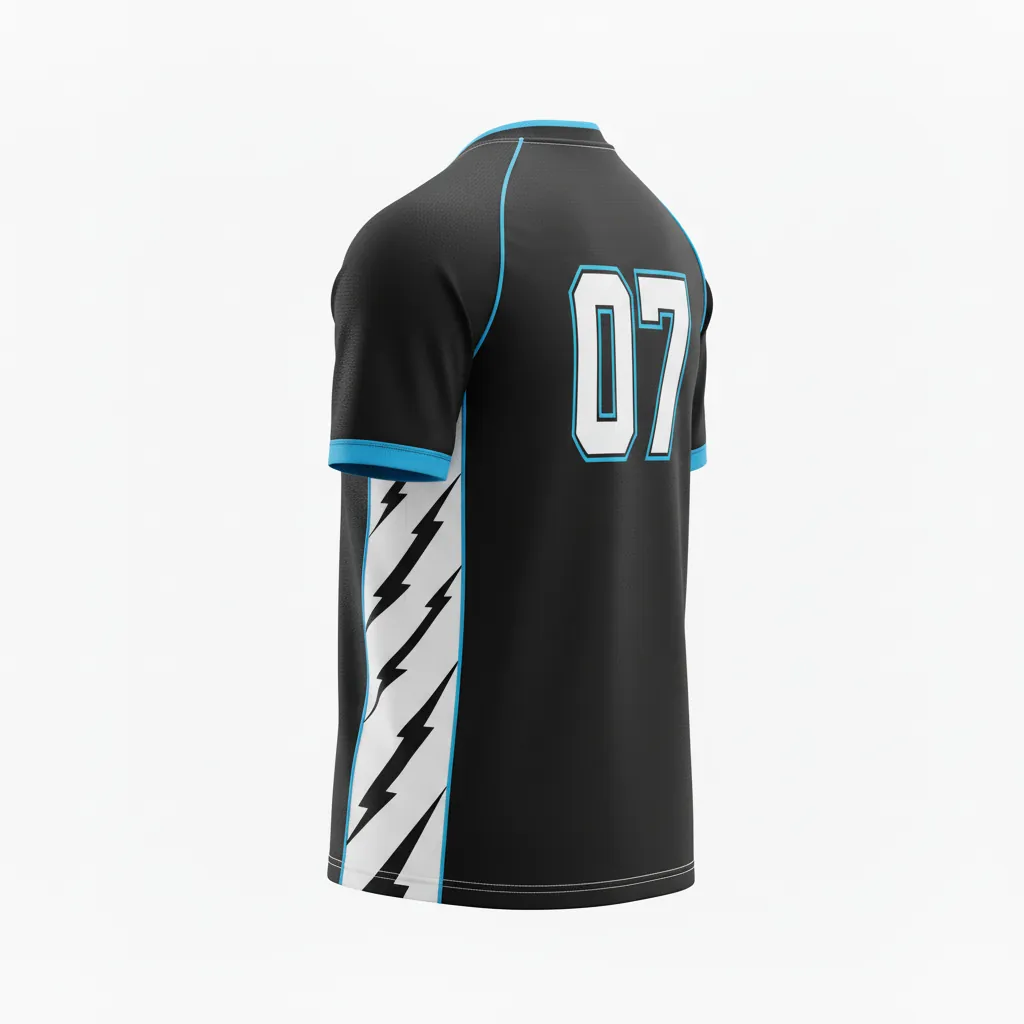 Custom Esports Short Sleeve Esports Jersey - White, Blue - Ss Jersey All Blacks Electric - Back View - HAMCO Sports Inc.