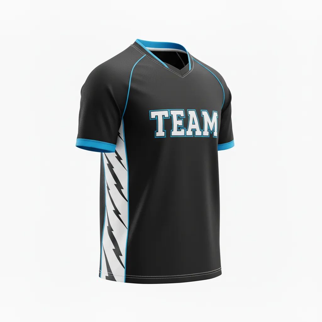 Custom Esports Short Sleeve Esports Jersey - White, Blue - Ss Jersey All Blacks Electric - Front View - HAMCO Sports Inc.