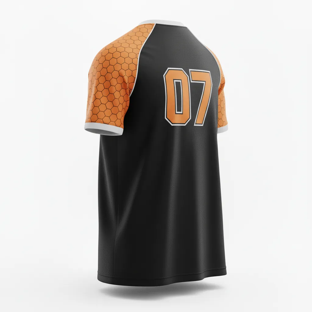 Custom Esports Short Sleeve T Shirt - Orange, Silver - Ss Tshirt All Blacks Flame - Back View - HAMCO Sports Inc.