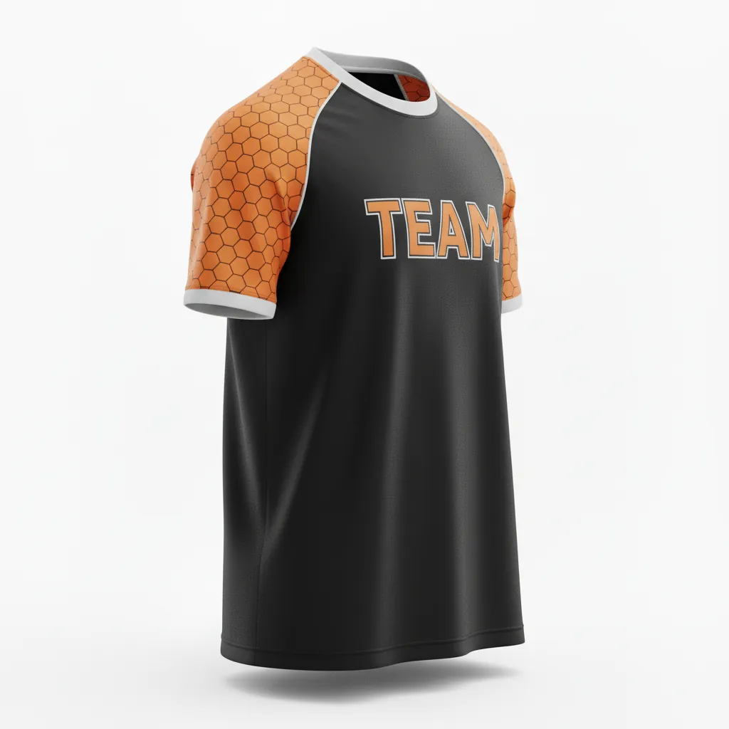 Custom Esports Short Sleeve T Shirt - Orange, Silver - Ss Tshirt All Blacks Flame - Front View - HAMCO Sports Inc.