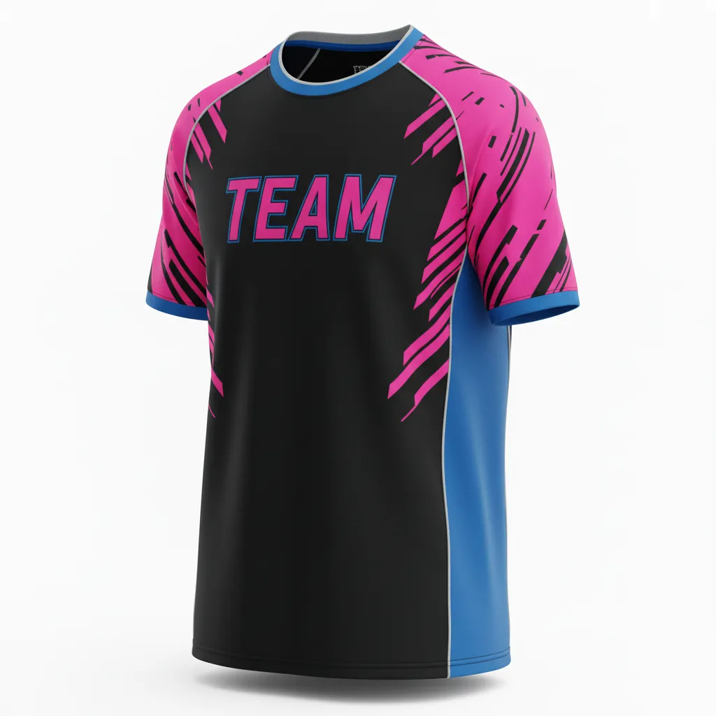 Custom Esports Short Sleeve T Shirt - Blue - Ss Tshirt All Blacks Hot Pink Electric - Front View - HAMCO Sports Inc.