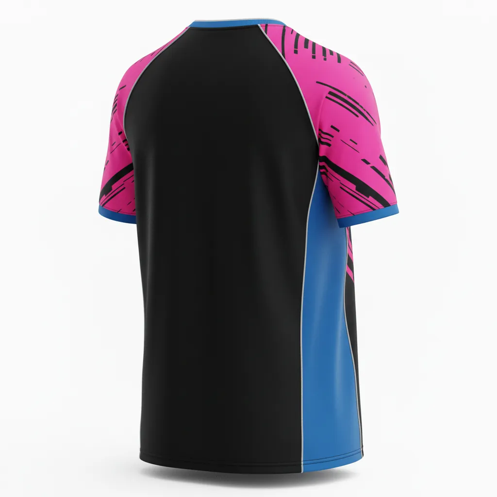 Custom Esports Short Sleeve T Shirt - Blue - Ss Tshirt All Blacks Hot Pink Electric - Side View - HAMCO Sports Inc.