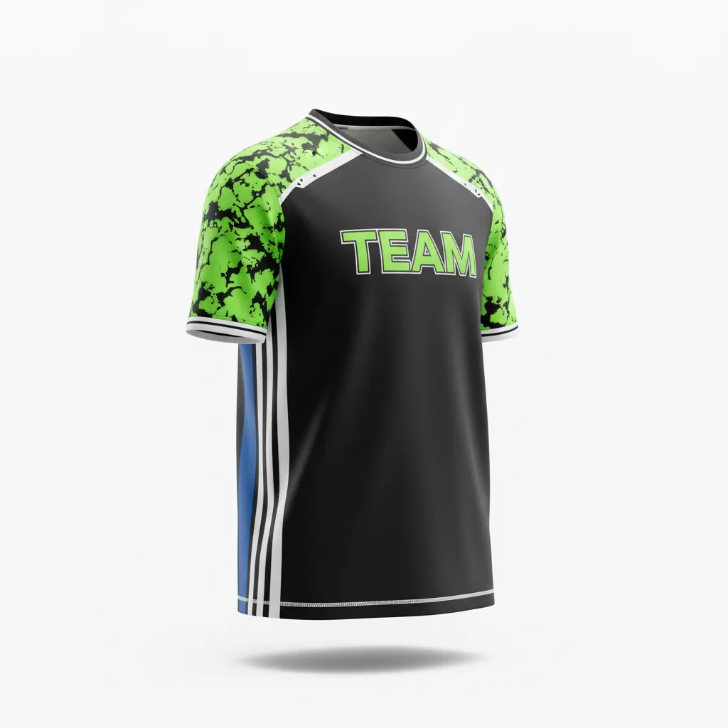 Custom Esports Short Sleeve T Shirt - Green, White - Ss Tshirt All Blacks Neon - Front View - HAMCO Sports Inc.