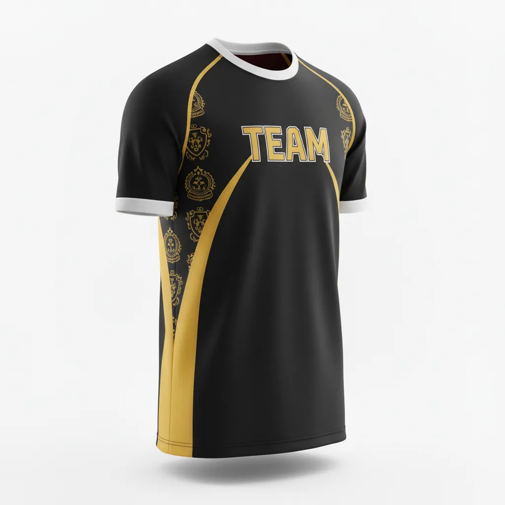 Custom Esports Short Sleeve T Shirt - Gold, White - Ss Tshirt All Blacks Vegas - Front View - HAMCO Sports Inc.