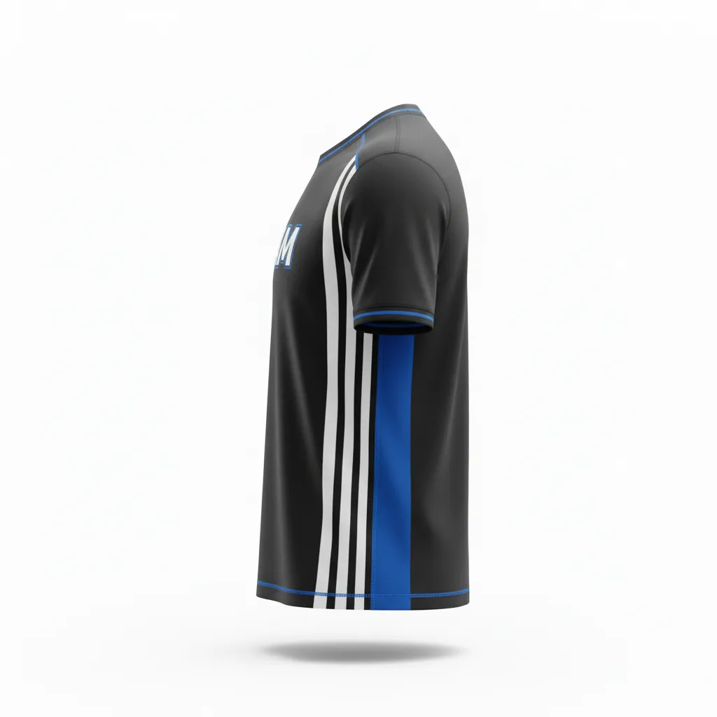 Custom Esports Short Sleeve T Shirt - White, Blue - Ss Tshirt All Blacks Electric - Side View - HAMCO Sports Inc.