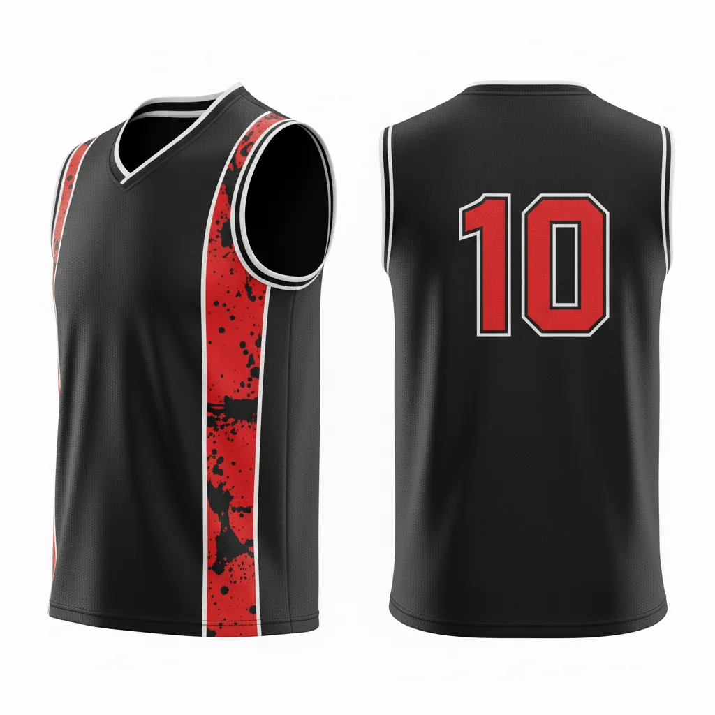 Custom Esports Sleeveless Esports Jersey - Red, White - Sleeveless Jersey All Blacks Athletic - Back View - HAMCO Sports Inc.