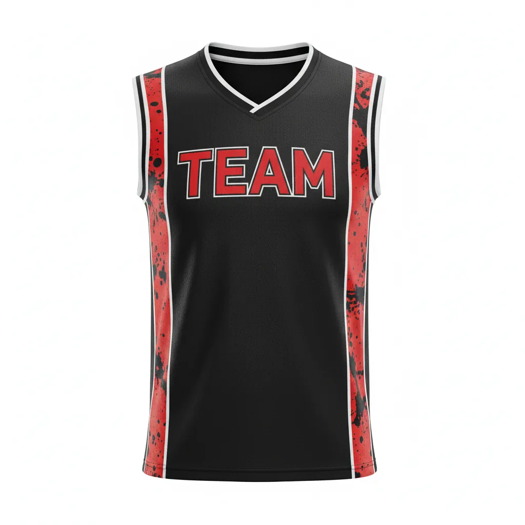 Custom Esports Sleeveless Esports Jersey - Red, White - Sleeveless Jersey All Blacks Athletic - Front View - HAMCO Sports Inc.