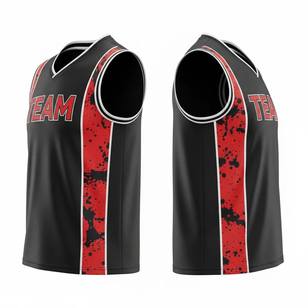 Custom Esports Sleeveless Esports Jersey - Red, White - Sleeveless Jersey All Blacks Athletic - Side View - HAMCO Sports Inc.