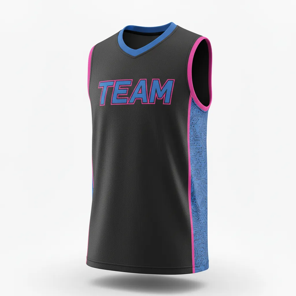 Custom Esports Sleeveless Esports Jersey - Blue - Sleeveless Jersey All Blacks Electric Hot Pink - Front View - HAMCO Sports Inc.