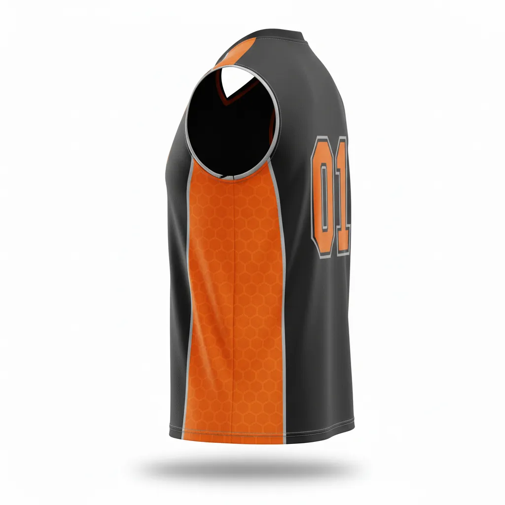 Custom Esports Sleeveless Esports Jersey - Orange, Silver - Sleeveless Jersey All Blacks Flame - Side View - HAMCO Sports Inc.