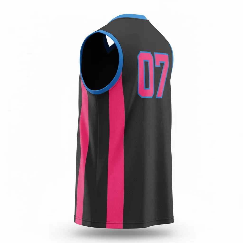 Custom Esports Sleeveless Esports Jersey - Blue - Sleeveless Jersey All Blacks Hot Pink Electric - Back View - HAMCO Sports Inc.