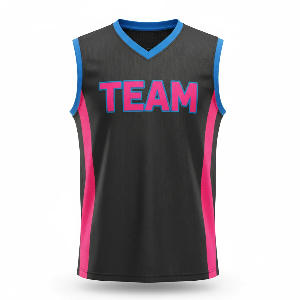 Custom Esports Sleeveless Esports Jersey - Blue - Sleeveless Jersey All Blacks Hot Pink Electric - Front View - HAMCO Sports Inc.