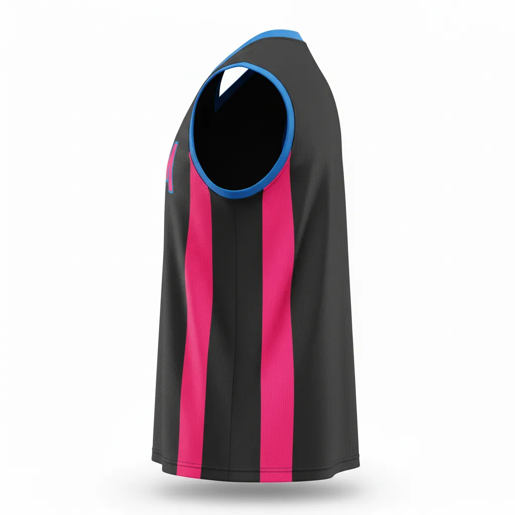 Custom Esports Sleeveless Esports Jersey - Blue - Sleeveless Jersey All Blacks Hot Pink Electric - Side View - HAMCO Sports Inc.