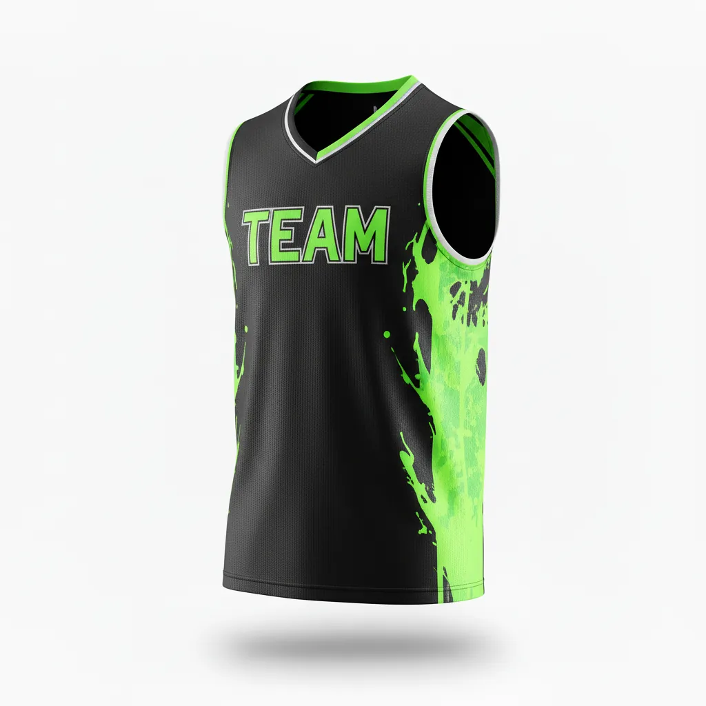 Custom Esports Sleeveless Esports Jersey - Green, White - Sleeveless Jersey All Blacks Neon - Front View - HAMCO Sports Inc.