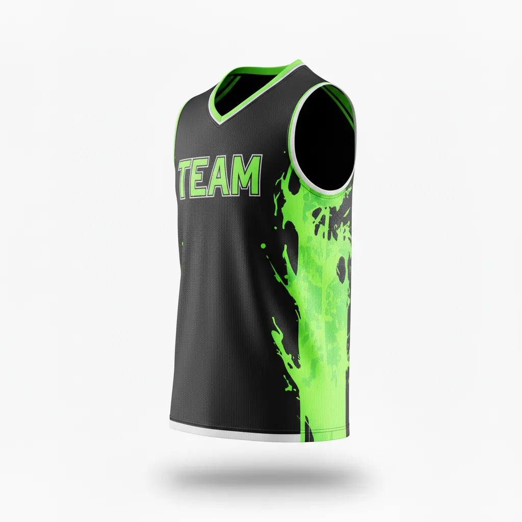 Custom Esports Sleeveless Esports Jersey - Green, White - Sleeveless Jersey All Blacks Neon - Side View - HAMCO Sports Inc.