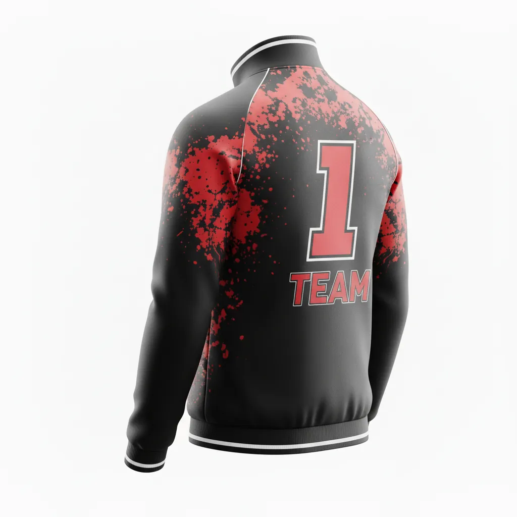 Custom Esports Track Jacket - Red, White - Track Jacket All Blacks Athletic - Back View - HAMCO Sports Inc.