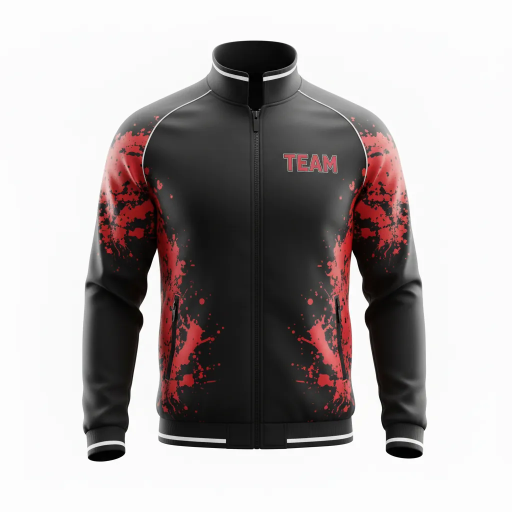 Custom Esports Track Jacket - Red, White - Track Jacket All Blacks Athletic - Front View - HAMCO Sports Inc.