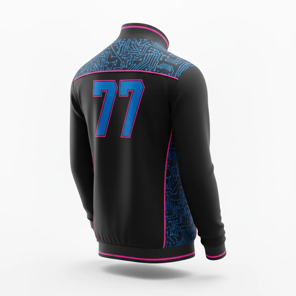 Custom Esports Track Jacket - Blue - Track Jacket All Blacks Electric Hot Pink - Back View - HAMCO Sports Inc.