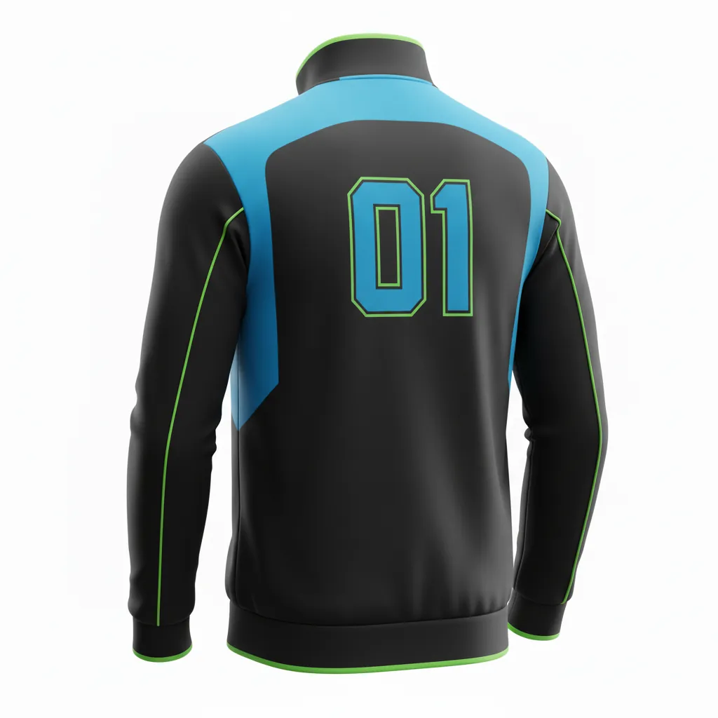 Custom Esports Track Jacket - Blue, Green - Track Jacket All Blacks Electric Neon - Back View - HAMCO Sports Inc.