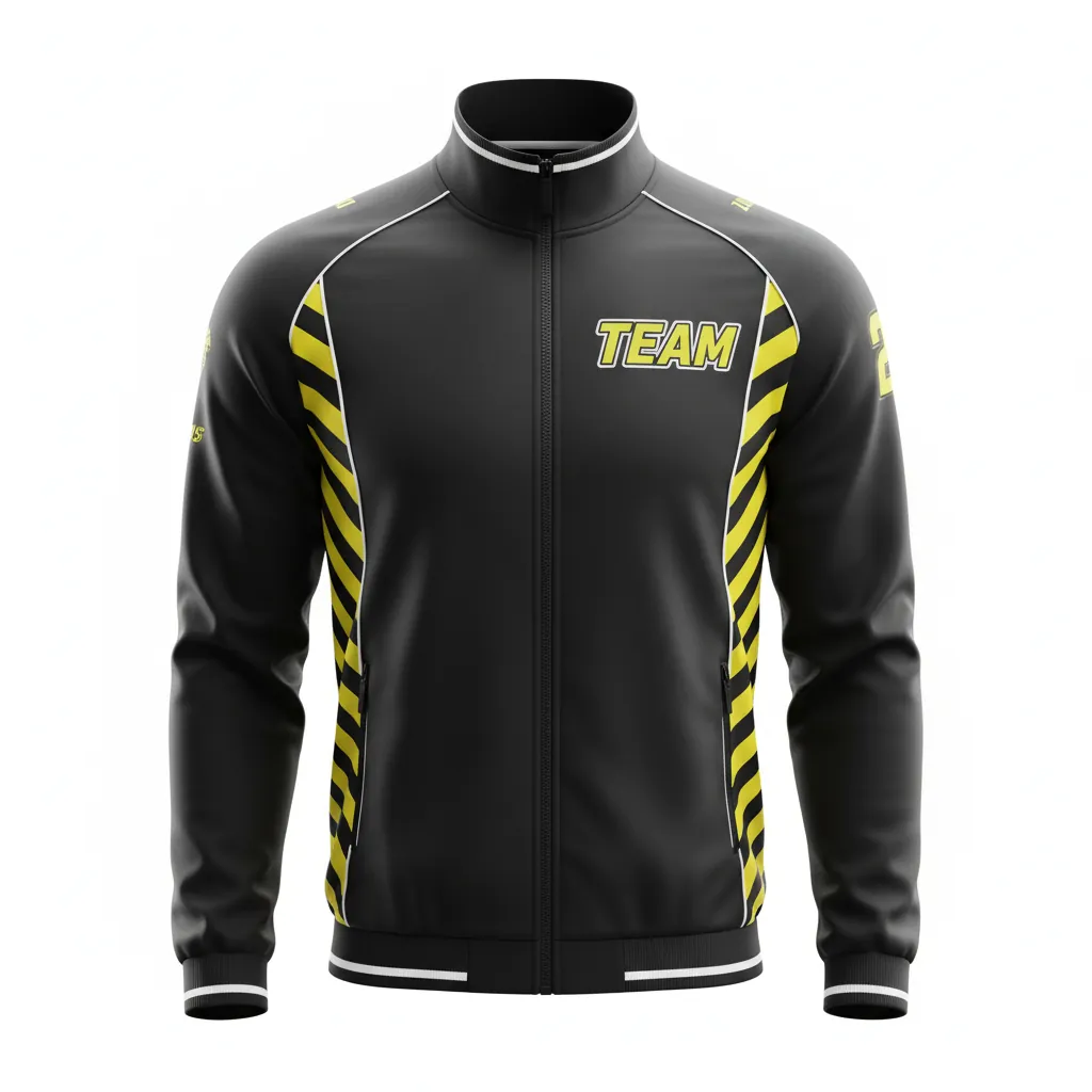 Custom Esports Track Jacket - Yellow, White - Track Jacket All Blacks Electric - Front View - HAMCO Sports Inc.