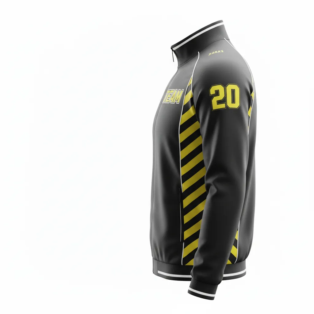 Custom Esports Track Jacket - Yellow, White - Track Jacket All Blacks Electric - Side View - HAMCO Sports Inc.
