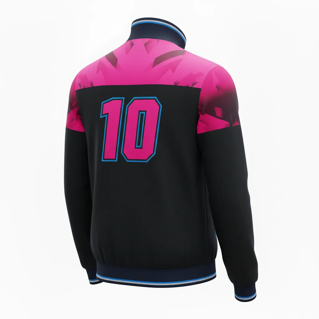 Custom Esports Track Jacket - Blue - Track Jacket All Blacks Hot Pink Electric - Back View - HAMCO Sports Inc.