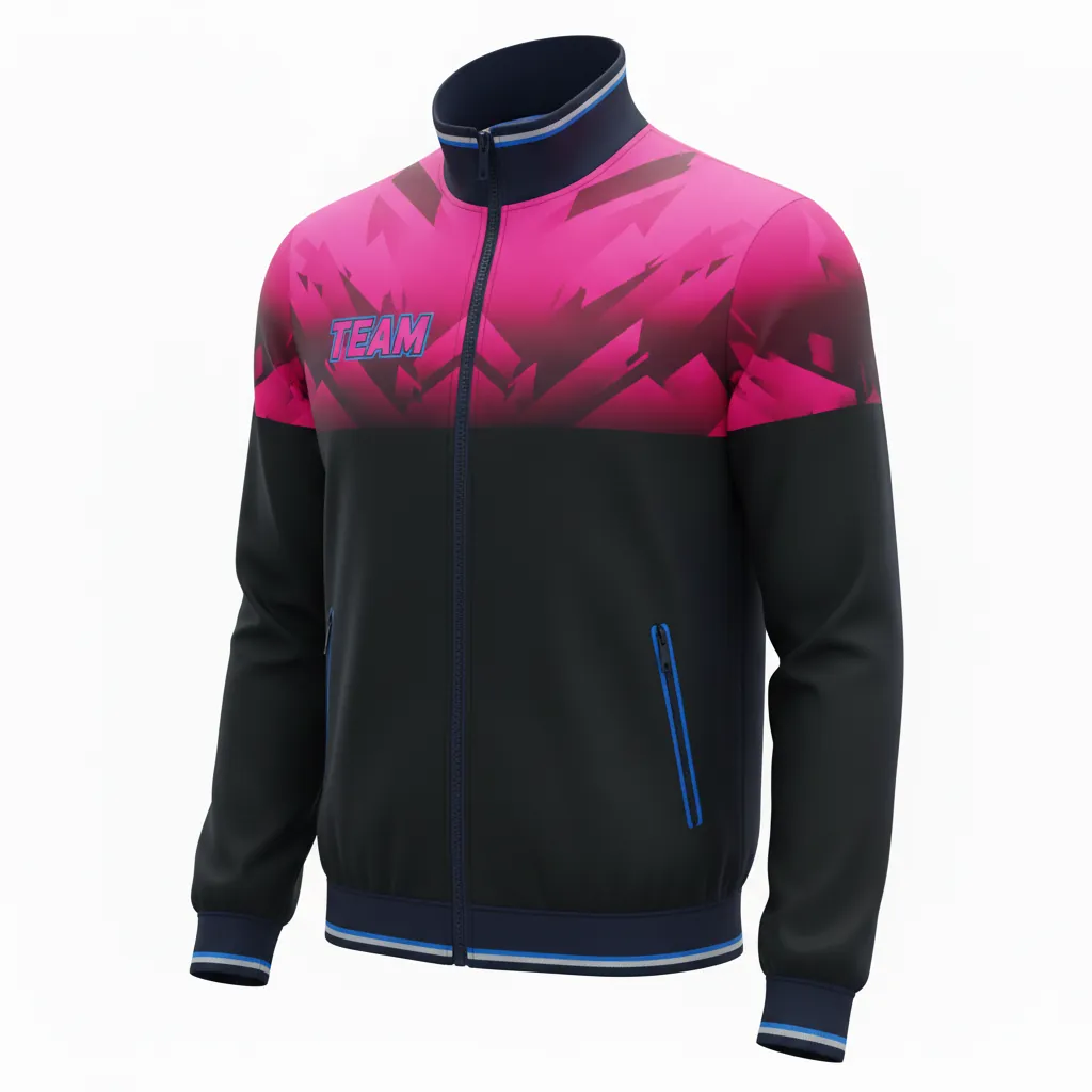 Custom Esports Track Jacket - Blue - Track Jacket All Blacks Hot Pink Electric - Front View - HAMCO Sports Inc.