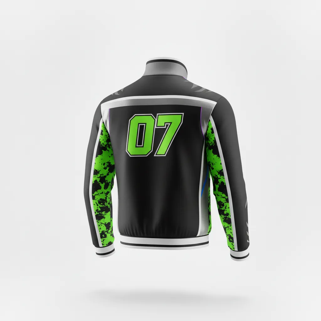 Custom Esports Track Jacket - Green, White - Track Jacket All Blacks Neon - Back View - HAMCO Sports Inc.