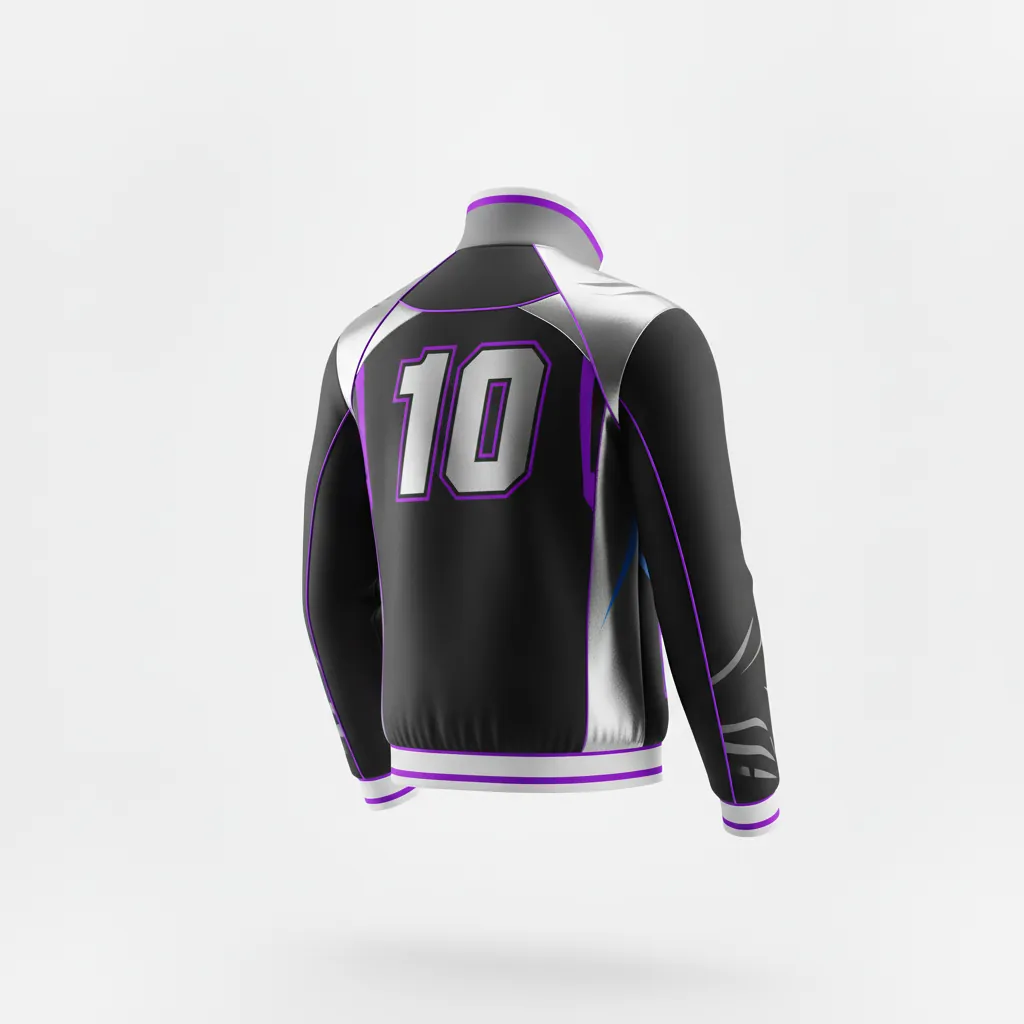 Custom Esports Track Jacket - Silver, Purple - Track Jacket All Blacks Cyber - Back View - HAMCO Sports Inc.
