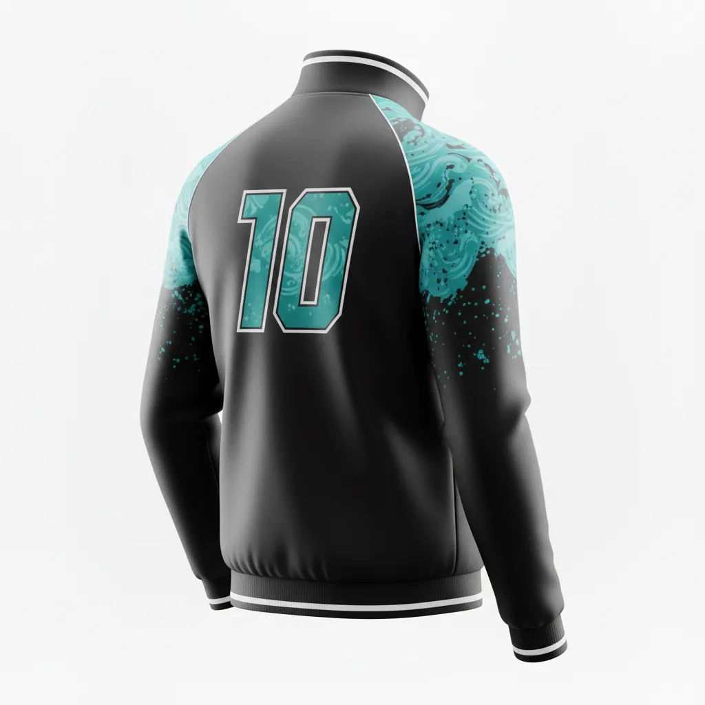 Custom Esports Track Jacket - White - Track Jacket All Blacks Teal - Back View - HAMCO Sports Inc.