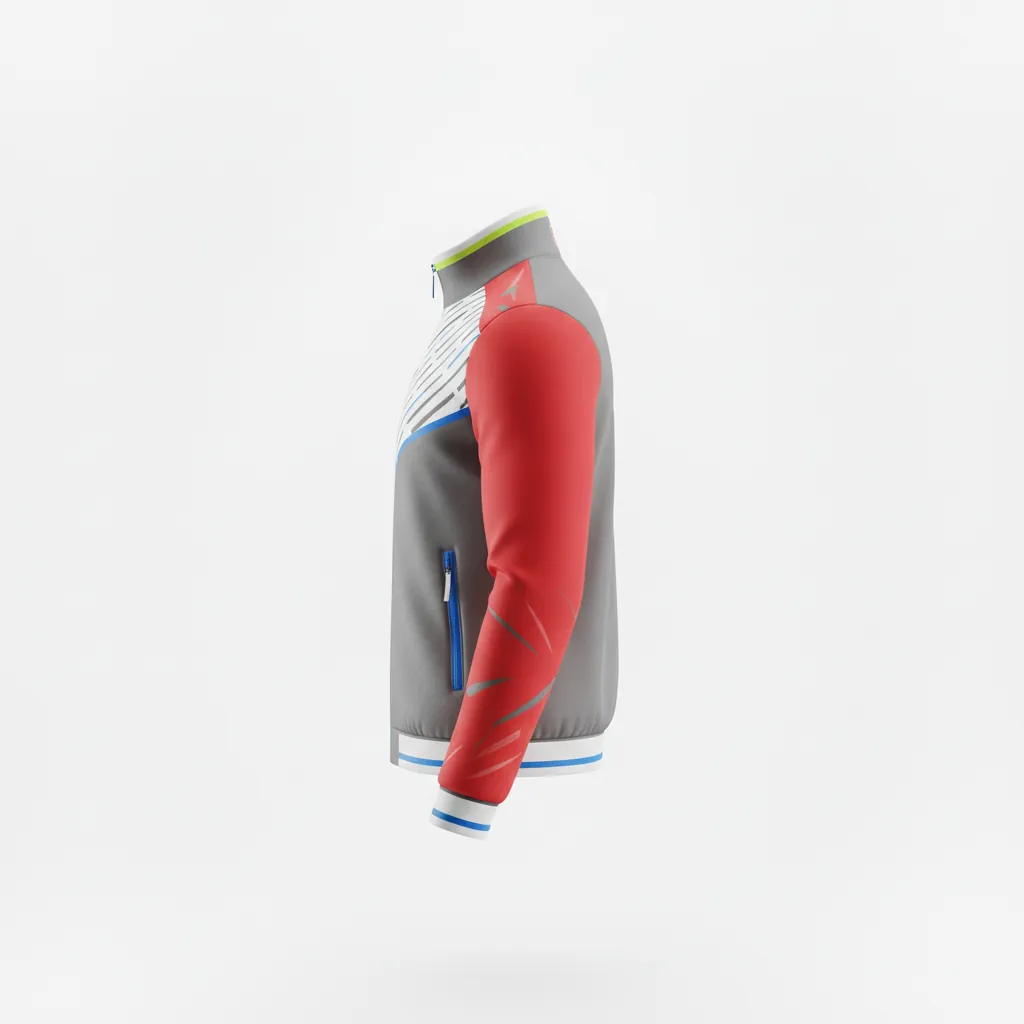 Custom Esports Track Jacket - White, Blue - Track Jacket All Blacks Electric - Side View - HAMCO Sports Inc.