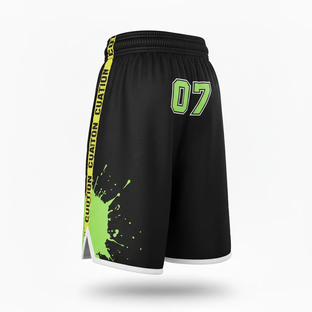 Custom Esports Training Shorts - Yellow, White - Perf Shorts All Blacks Electric - Back View - HAMCO Sports Inc.