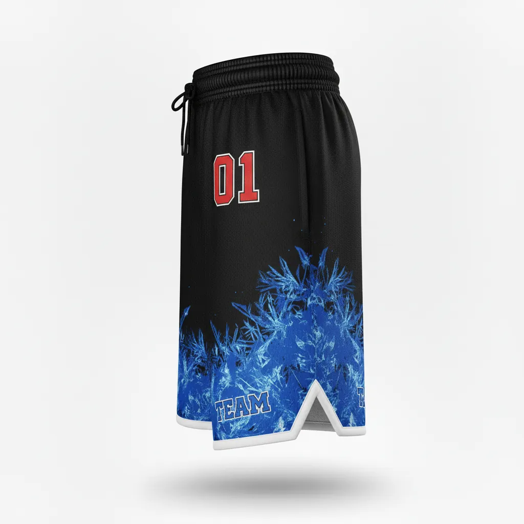 Custom Esports Training Shorts - Blue, White - Perf Shorts All Blacks Royal - Side View - HAMCO Sports Inc.