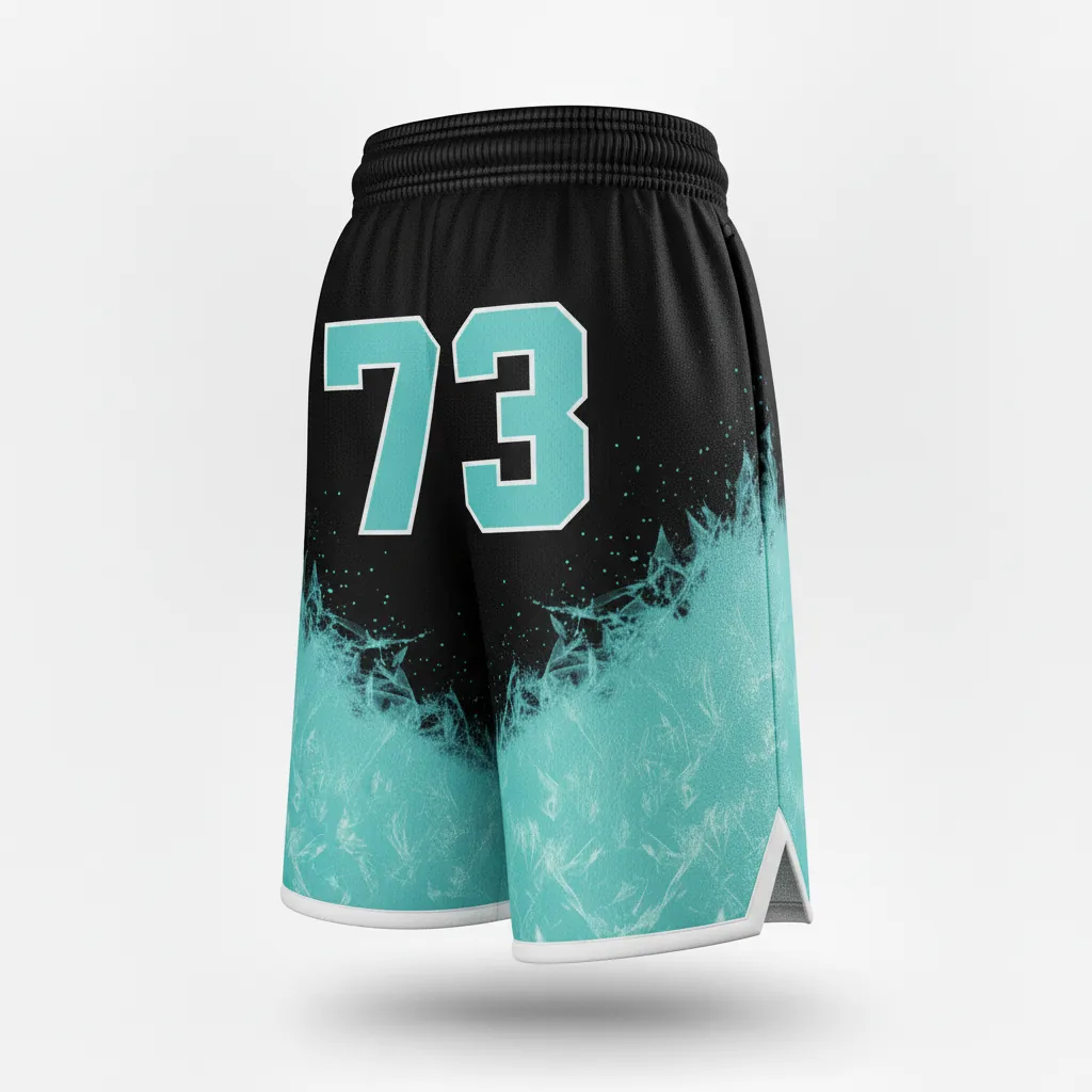Custom Esports Training Shorts - White - Perf Shorts All Blacks Teal - Back View - HAMCO Sports Inc.