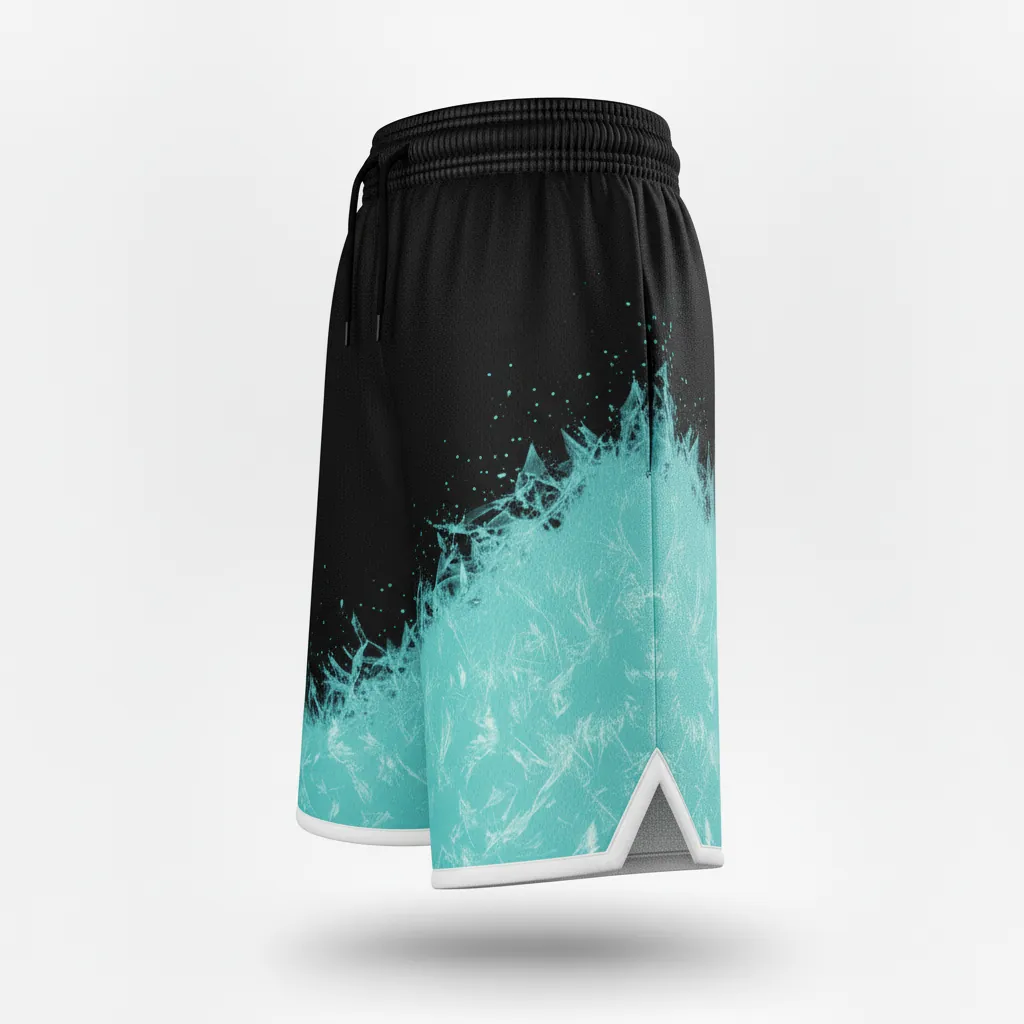 Custom Esports Training Shorts - White - Perf Shorts All Blacks Teal - Side View - HAMCO Sports Inc.