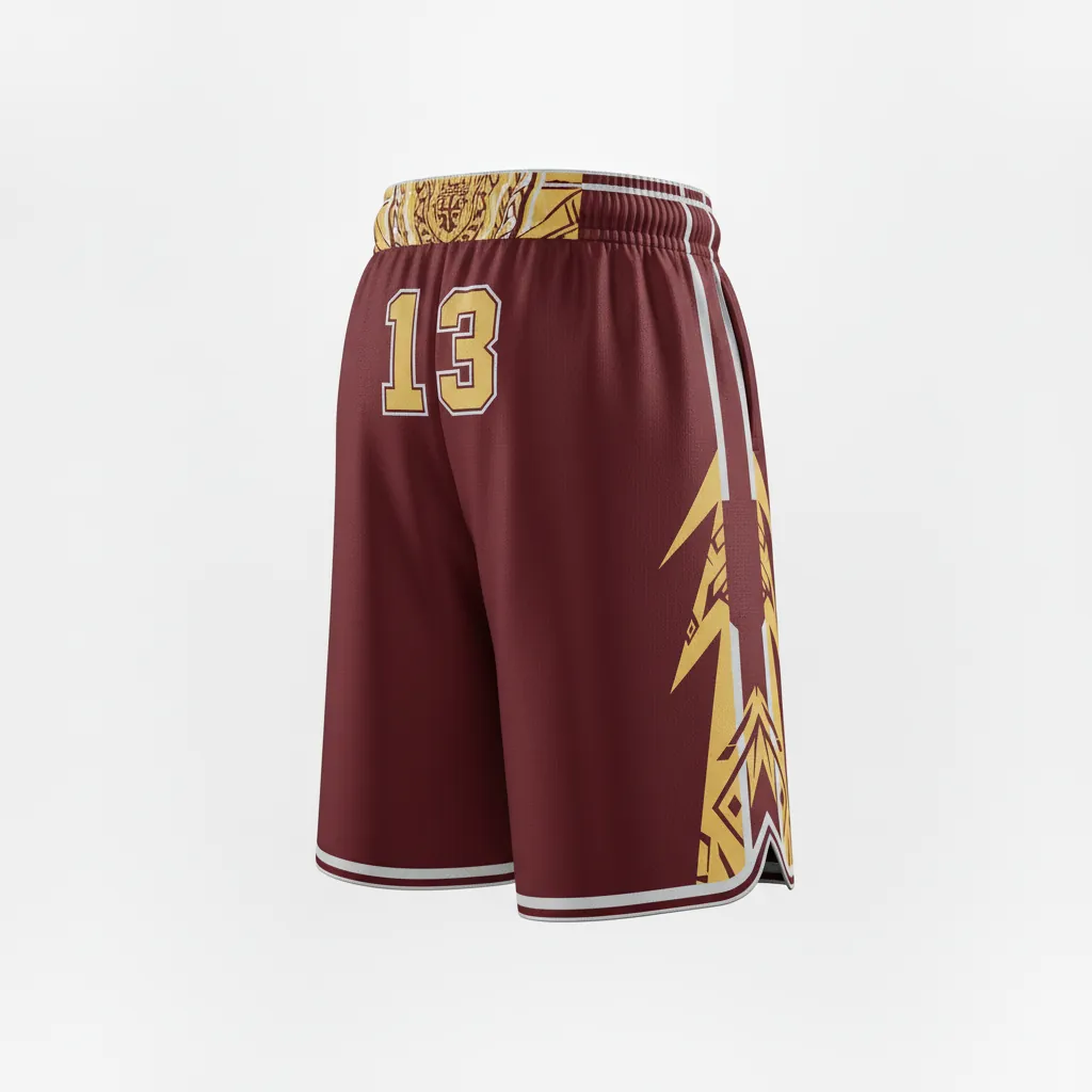 Custom Esports Training Shorts - Gold, White - Perf Shorts All Blacks Vegas - Back View - HAMCO Sports Inc.